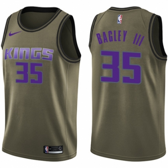 Men's Nike Sacramento Kings #35 Marvin Bagley III Swingman Green Salute to Service NBA Jersey - Ujersey