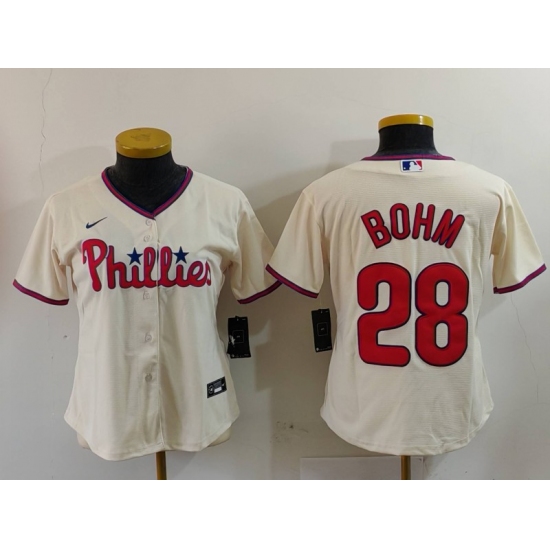 Women's Philadelphia Phillies #28 Alec Bohm Cream Cool Base Jersey - Ujersey