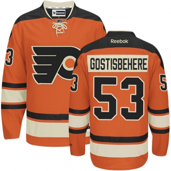 Youth Reebok Philadelphia Flyers #53 Shayne Gostisbehere Premier Orange New Third NHL Jersey - Ujersey