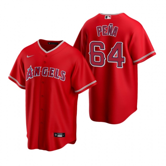 Men's Nike Los Angeles Angels #64 Felix Pena Red Alternate Stitched Baseball Jersey - Ujersey