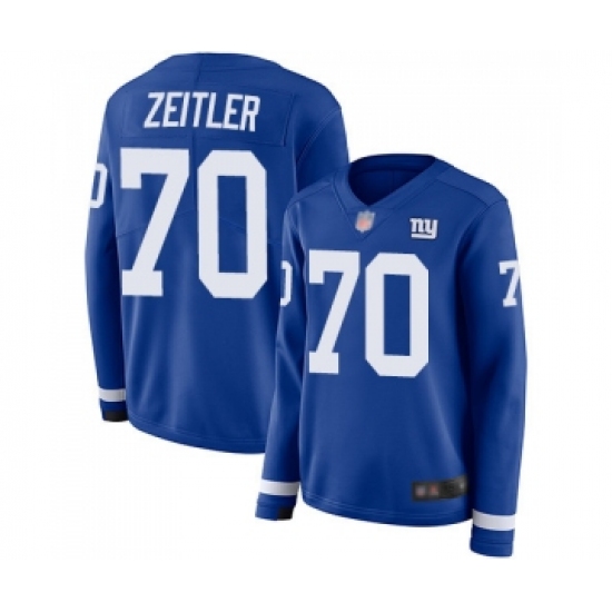 Women's New York Giants #70 Kevin Zeitler Limited Royal Blue Therma Long Sleeve Football Jersey - Ujersey