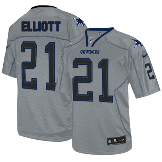 Men's Nike Dallas Cowboys #21 Ezekiel Elliott Elite Lights Out Grey NFL Jersey - Ujersey