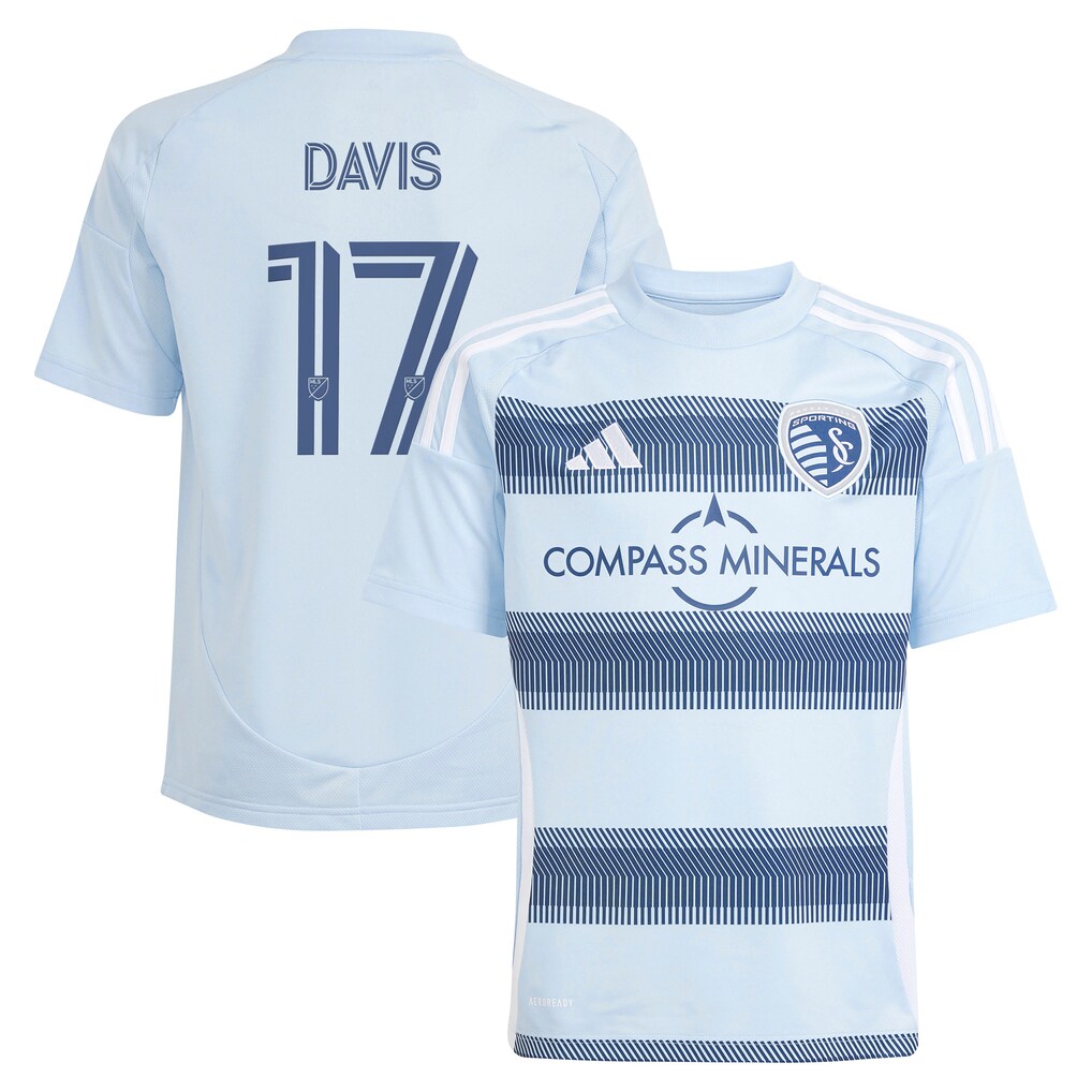 Youth Sporting Kansas City Jake Davis adidas Light Blue 2025 One KC Replica Player Jersey - Ujersey