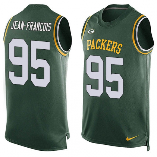 Men's Nike Green Bay Packers #95 Ricky Jean-Francois Limited Green Player Name & Number Tank Top NFL Jersey - Ujersey