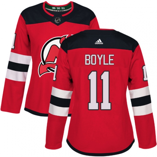 Women's Adidas New Jersey Devils #11 Brian Boyle Authentic Red Home NHL Jersey - Ujersey