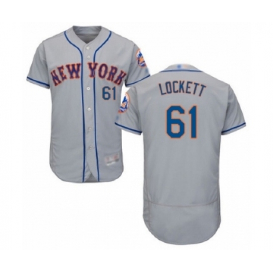 Men's New York Mets #61 Walker Lockett Grey Road Flex Base Authentic Collection Baseball Player Jersey - Ujersey