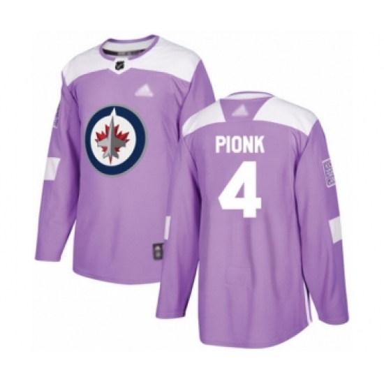 Men's Winnipeg Jets #4 Neal Pionk Authentic Purple Fights Cancer Practice Hockey Jersey - Ujersey
