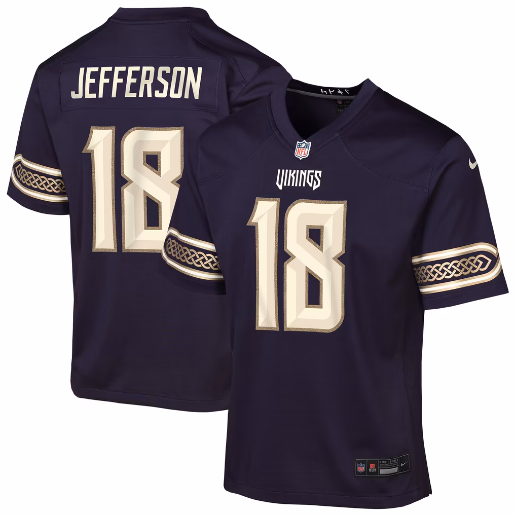Youth Minnesota Vikings Justin Jefferson Nike Purple 2026 Rivalries Collection Game Jersey - Ujersey