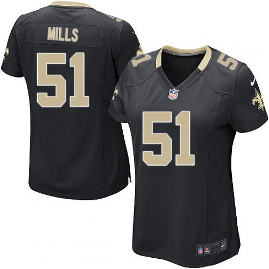 Women's Nike New Orleans Saints #51 Sam Mills Game Black Team Color NFL Jersey - Ujersey