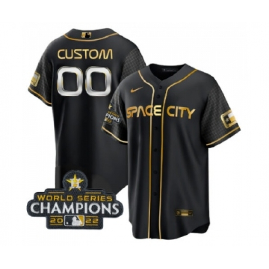 Men's Houston Astros Active Player Custom Black Gold 2022 World Series Stitched Baseball Jersey