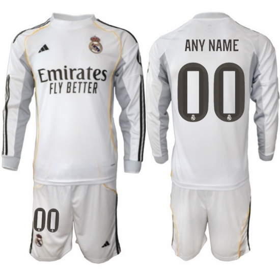 Men Real Madrid 2026 Soccer Jerseys White Long CUSTOM - Ujersey