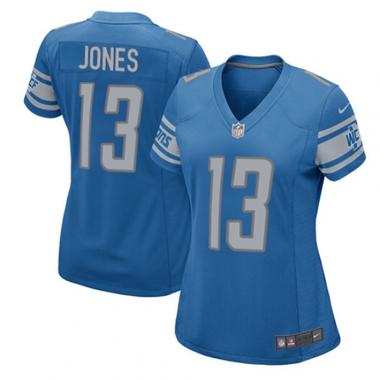 Women's Nike Detroit Lions #13 T.J. Jones Game Blue Team Color NFL Jersey - Ujersey