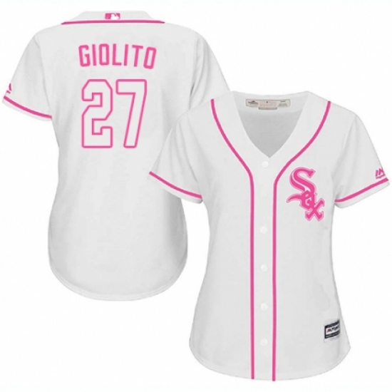 Women's Majestic Chicago White Sox #27 Lucas Giolito Replica White Fashion Cool Base MLB Jersey - Ujersey