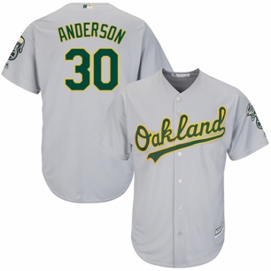 Men's Majestic Oakland Athletics #30 Brett Anderson Replica Grey Road Cool Base MLB Jersey - Ujersey