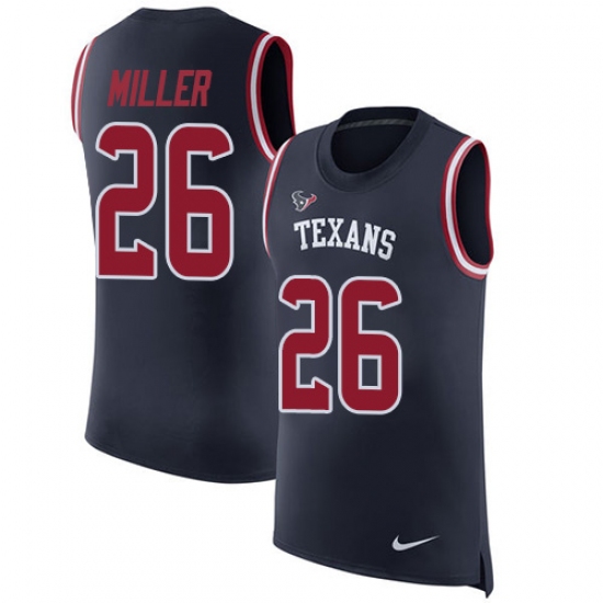 Men's Nike Houston Texans #26 Lamar Miller Limited Navy Blue Rush Player Name & Number Tank Top NFL Jersey - Ujersey