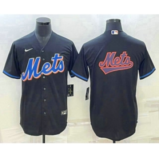 Men's New York Mets Big Logo Black Stitched MLB Cool Base Nike Jersey - Ujersey