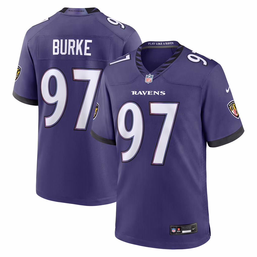 Men's Baltimore Ravens Ethan Burke Nike Purple Team Game Jersey