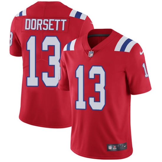 Men's Nike New England Patriots #13 Phillip Dorsett Red Alternate Vapor Untouchable Limited Player NFL Jersey - Ujersey
