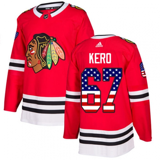 Men's Adidas Chicago Blackhawks #67 Tanner Kero Authentic Red USA Flag Fashion NHL Jersey - Ujersey