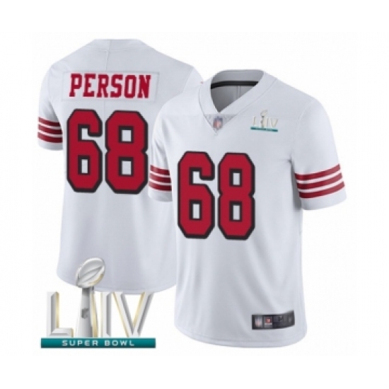 Youth San Francisco 49ers #68 Mike Person Limited White Rush Vapor Untouchable Super Bowl LIV Bound Football Jersey - Ujersey