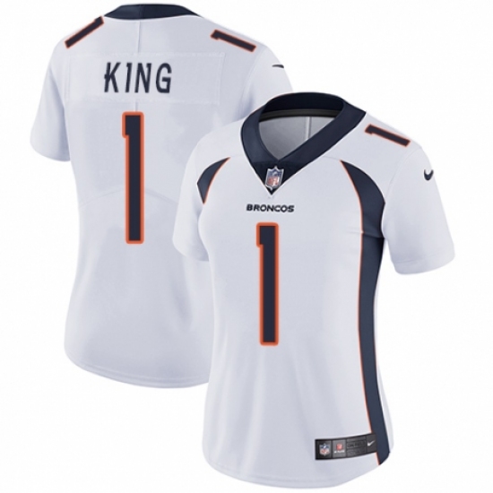 Women's Nike Denver Broncos #1 Marquette King White Vapor Untouchable Elite Player NFL Jersey - Ujersey