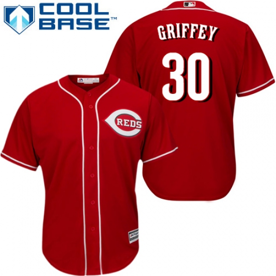 Men's Majestic Cincinnati Reds #30 Ken Griffey Replica Red Alternate Cool Base MLB Jersey - Ujersey