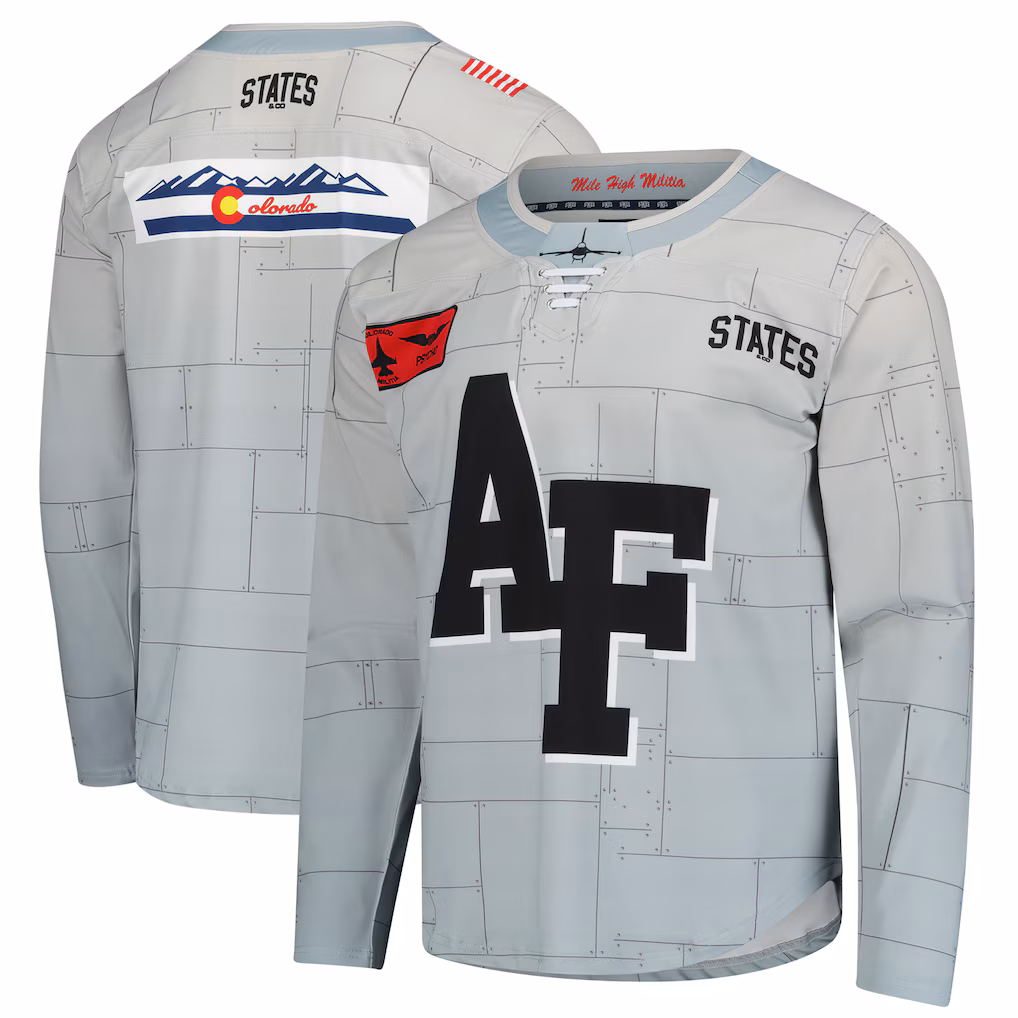 Men's Gray Air Force Falcons APLS Tail Flash Hockey Replica Jersey