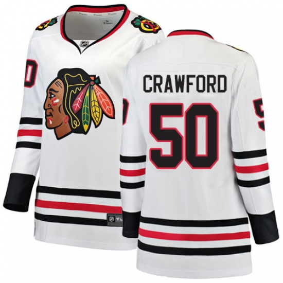 Women's Chicago Blackhawks #50 Corey Crawford Authentic White Away Fanatics Branded Breakaway NHL Jersey - Ujersey