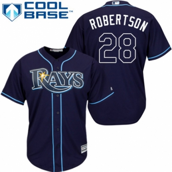 Youth Majestic Tampa Bay Rays #28 Daniel Robertson Replica Navy Blue Alternate Cool Base MLB Jersey - Ujersey