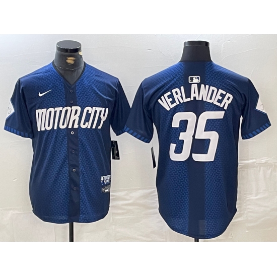 Men's Detroit Tigers #35 Justin Verlander Navy 2024 City Connect Cool Base Limited Stitched Jersey - Ujersey