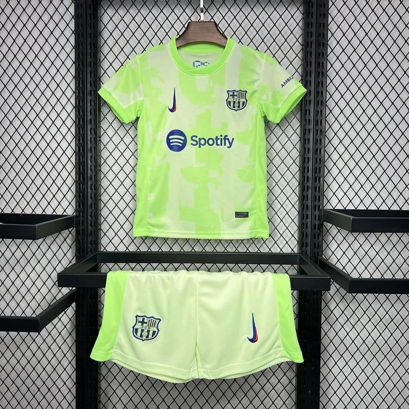 Barcelona Soccer Jersey Third Away Kids Kit Jersey+Shorts 2024/25 Spotify Logo Without Text - U-jersey