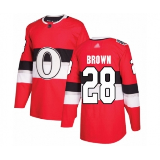 Men's Ottawa Senators #28 Connor Brown Authentic Red 2017 100 Classic Hockey Jersey - Ujersey