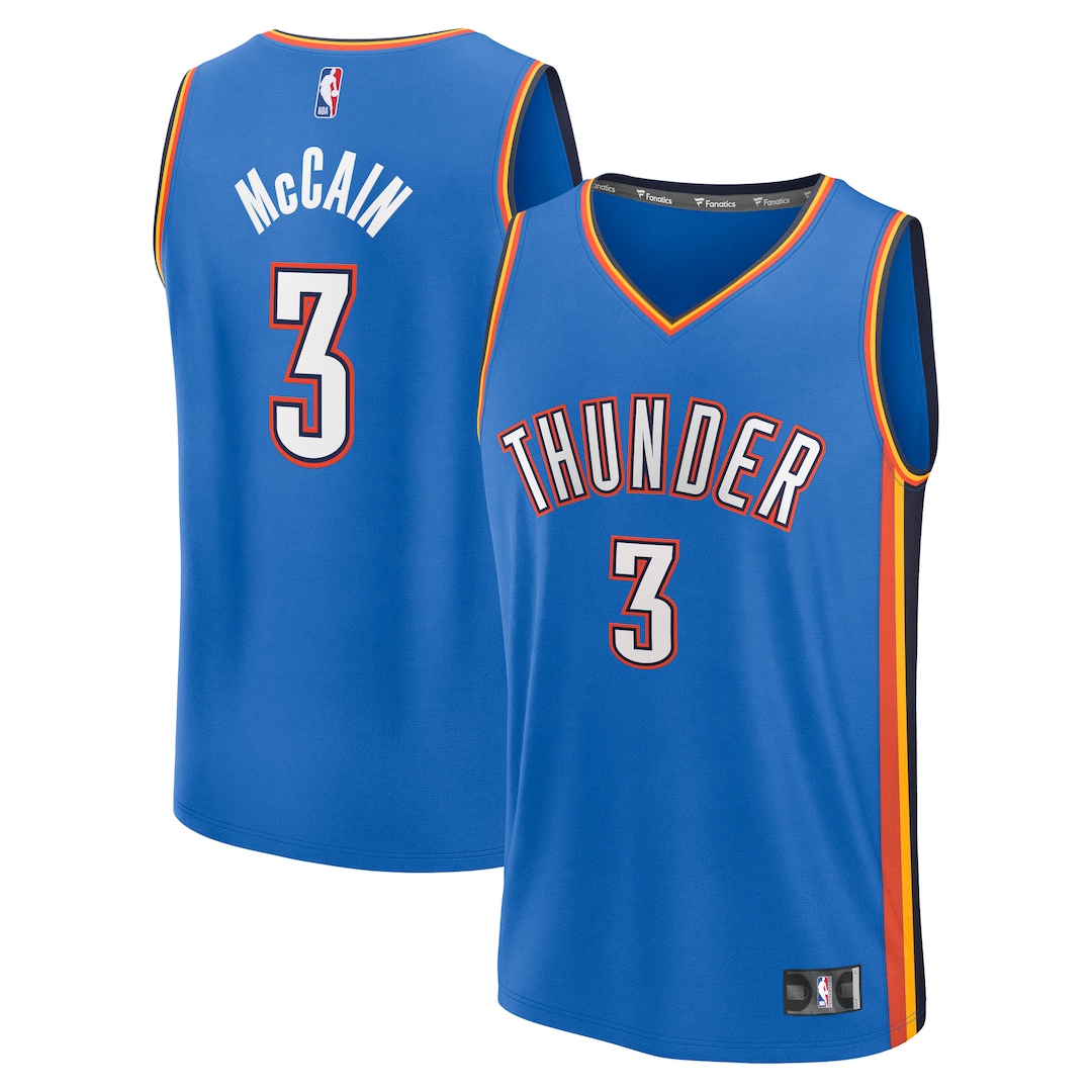 Men's Oklahoma City Thunder Jared McCain Fanatics Blue Fast Break Jersey - Icon Edition - Ujersey