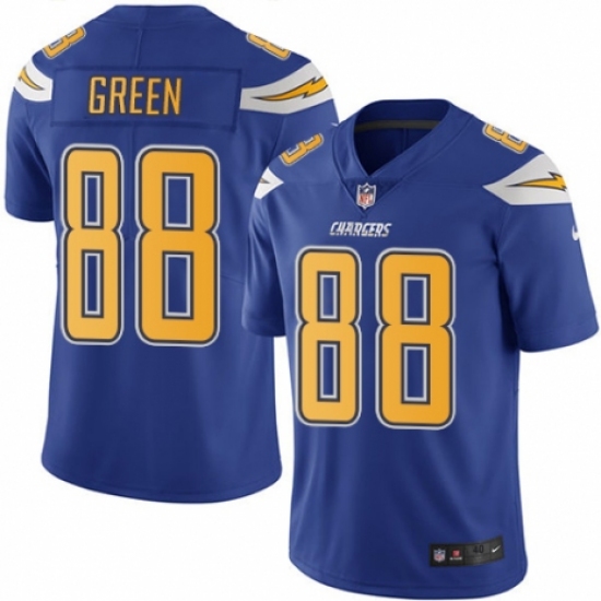 Men's Nike Los Angeles Chargers #88 Virgil Green Limited Electric Blue Rush Vapor Untouchable NFL Jersey - Ujersey