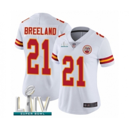 Women's Kansas City Chiefs #21 Bashaud Breeland White Vapor Untouchable Limited Player Super Bowl LIV Bound Football Jersey - Ujersey