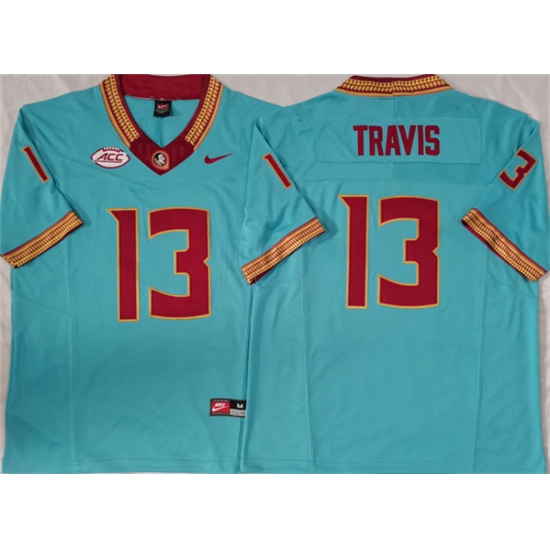 Men's Florida State Seminoles #13 Jordan Travis Teal 2023 F.U.S.E Stitched Jersey - Ujersey