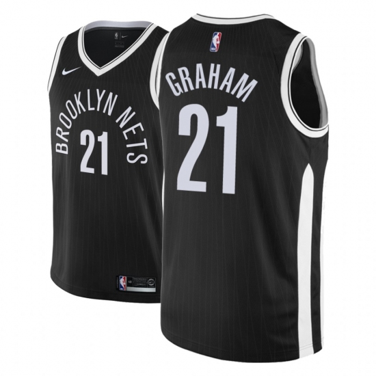 Men NBA 2018-19 Brooklyn Nets #21 Treveon Graham City Edition Black Jersey - Ujersey