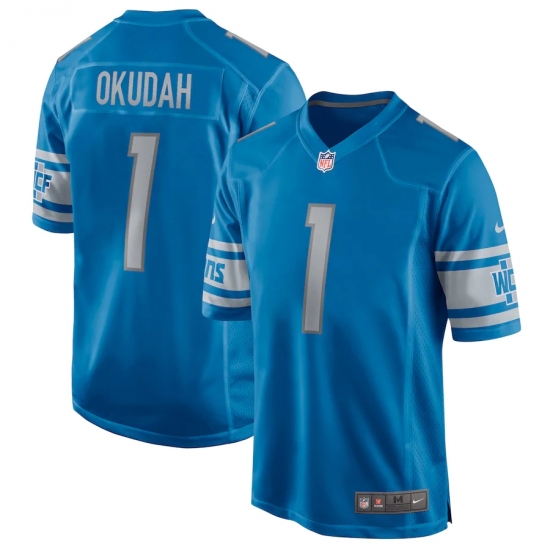 Men's Detroit Lions Nike #1 Jeff Okudah Blue 2020 NFL Draft First Round Pick Game Jersey.webp - Ujersey