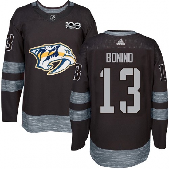 Men's Adidas Nashville Predators #13 Nick Bonino Authentic Black 1917-2017 100th Anniversary NHL Jersey - Ujersey
