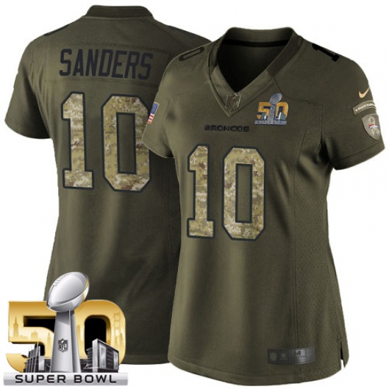 Women's Nike Denver Broncos #10 Emmanuel Sanders Limited Green Salute to Service Super Bowl 50 Bound NFL Jersey - Ujersey