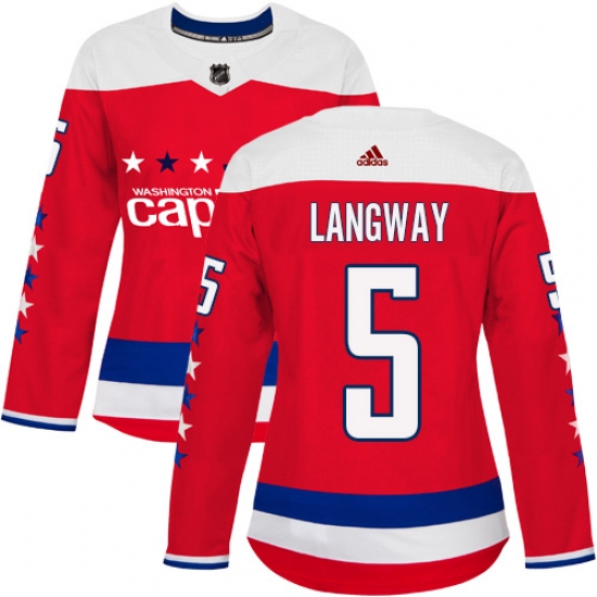 Women's Adidas Washington Capitals #5 Rod Langway Authentic Red Alternate NHL Jersey - Ujersey