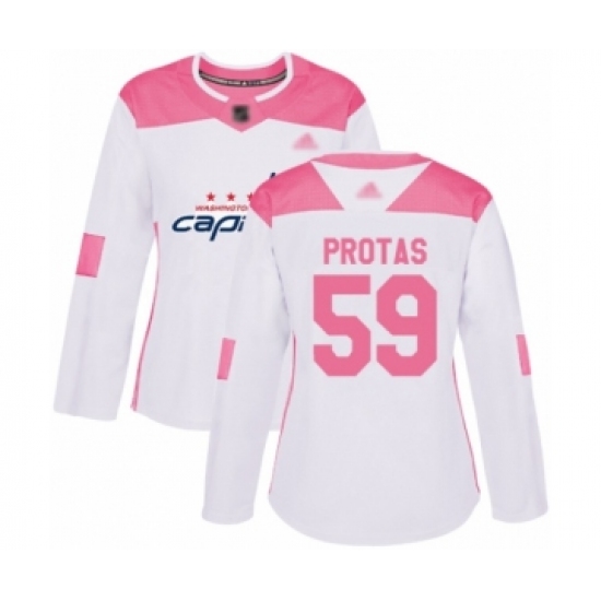 Women's Washington Capitals #59 Aliaksei Protas Authentic White Pink Fashion Hockey Jersey - Ujersey