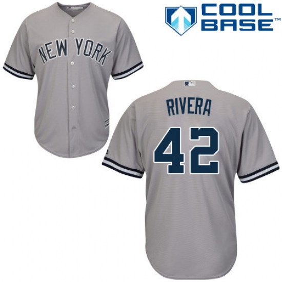 Men's Majestic New York Yankees #42 Mariano Rivera Replica Grey Road MLB Jersey - Ujersey