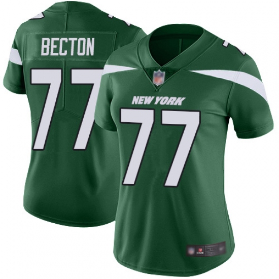 Women's New York Jets #77 Mekhi Becton Green Team Color Stitched Vapor Untouchable Limited Jersey - Ujersey
