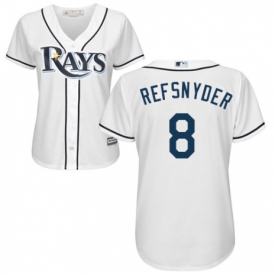 Women's Majestic Tampa Bay Rays #8 Rob Refsnyder Replica White Home Cool Base MLB Jersey - Ujersey