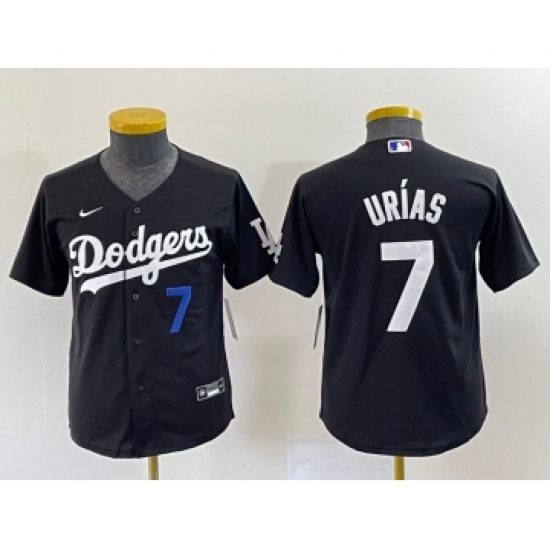 Youth Los Angeles Dodgers #7 Julio Urias Number Black Turn Back The Clock Stitched Cool Base Jersey1 - Ujersey