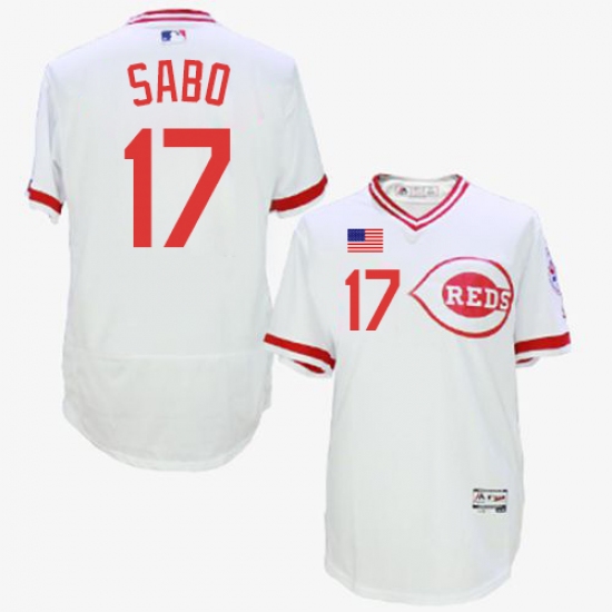 Men's Majestic Cincinnati Reds #17 Chris Sabo White Flexbase Authentic Collection Cooperstown MLB Jersey - Ujersey