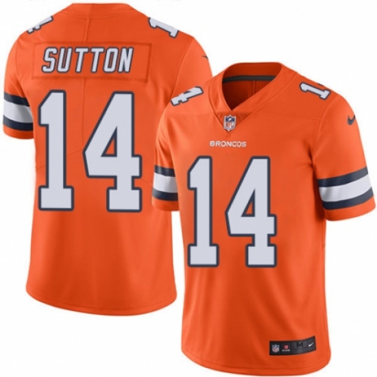 Men's Nike Denver Broncos #14 Courtland Sutton Limited Orange Rush Vapor Untouchable NFL Jersey - Ujersey