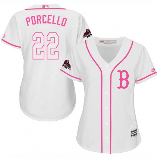 Women's Majestic Boston Red Sox #22 Rick Porcello Authentic White Fashion 2018 World Series Champions MLB Jersey - Ujersey