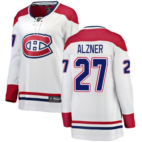 Women's Montreal Canadiens #27 Karl Alzner Authentic White Away Fanatics Branded Breakaway NHL Jersey - Ujersey